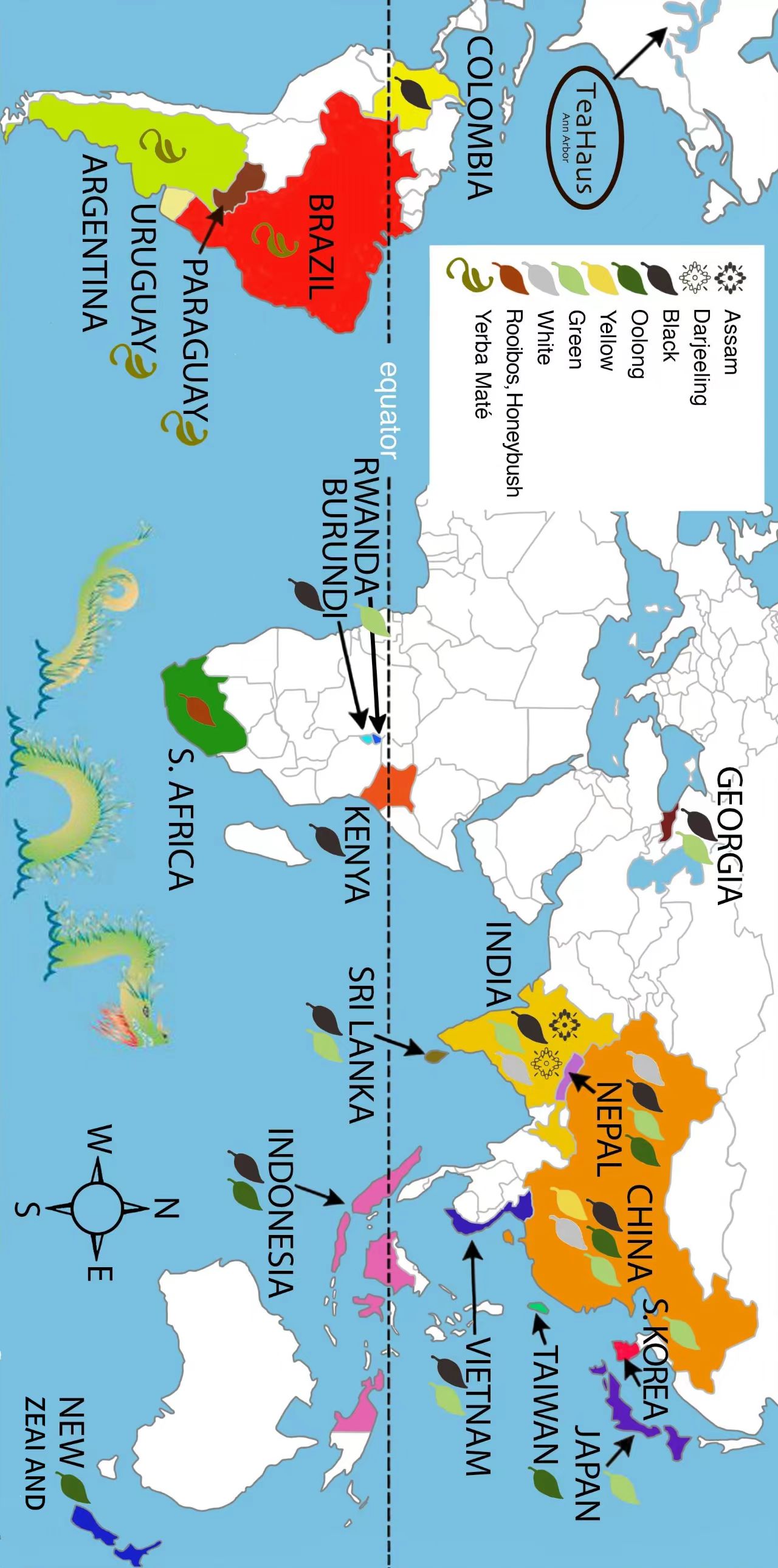 全球茶产区分布